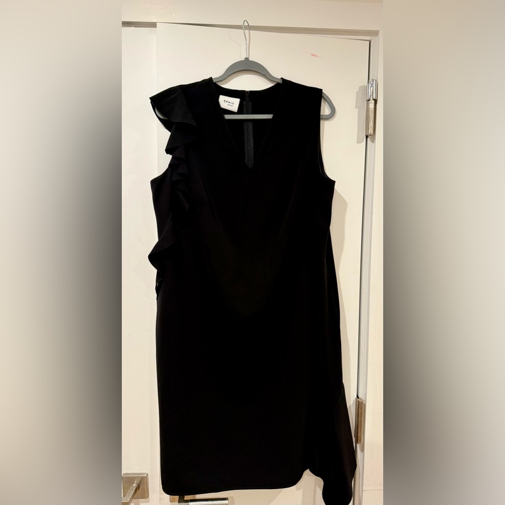 Akris Punto Black Asymmetrical Ruffled Sheath Dress